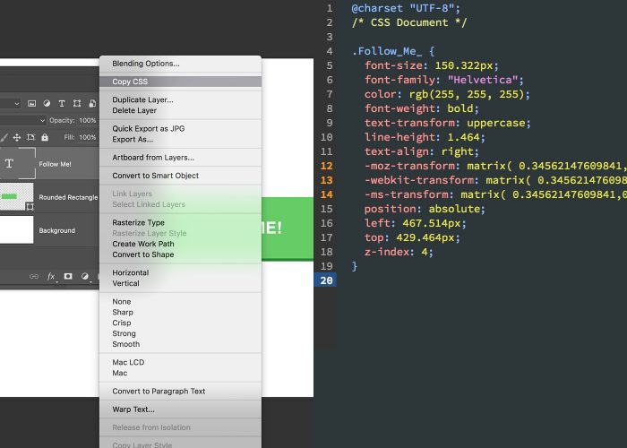 Photoshop Copy CSS: Convert Shapes & Text Effects to CSS