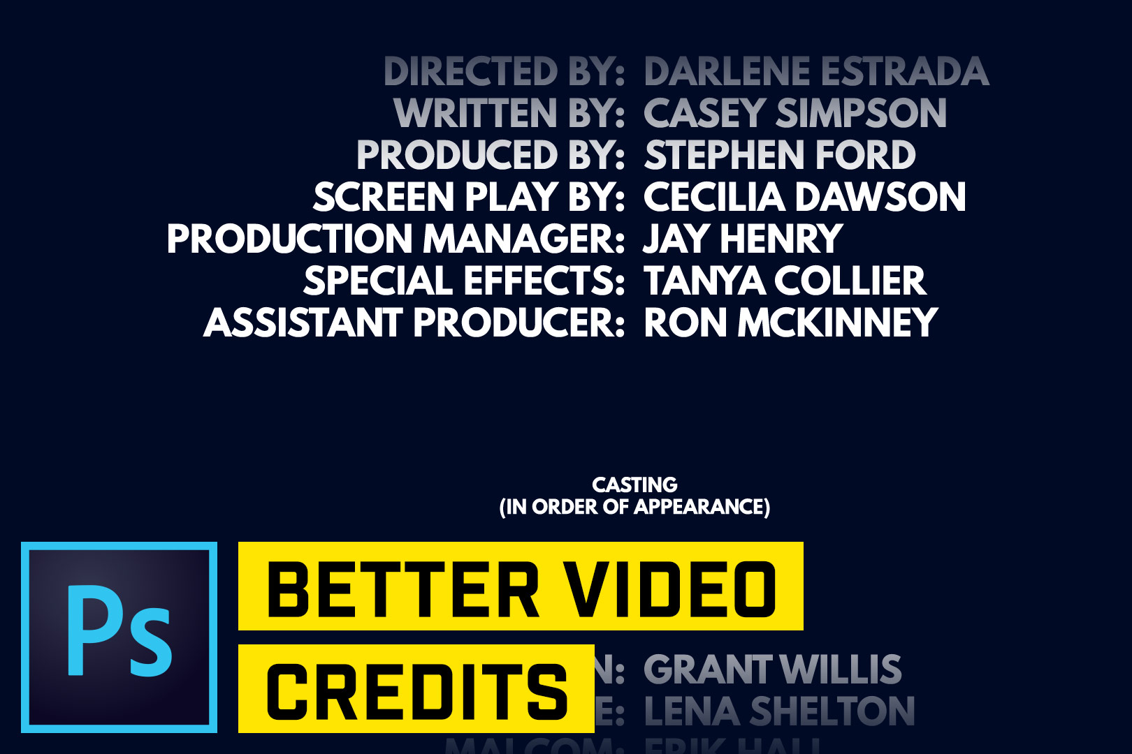 Movie Text End Credits Photoshop CC Tutorial