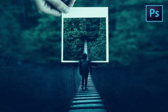 Bridge Out-of-focus Polaroid Photo Manipulation Photoshop Tutorial